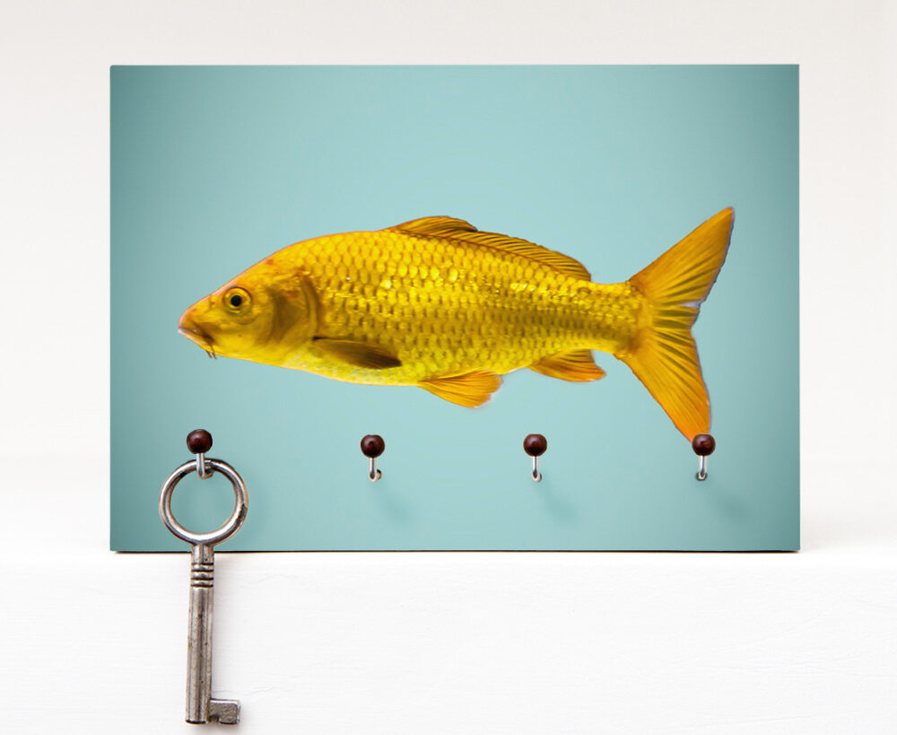 Schlüsselbrett Fisch gelb aus eigener Fotografie von Frau Plonka