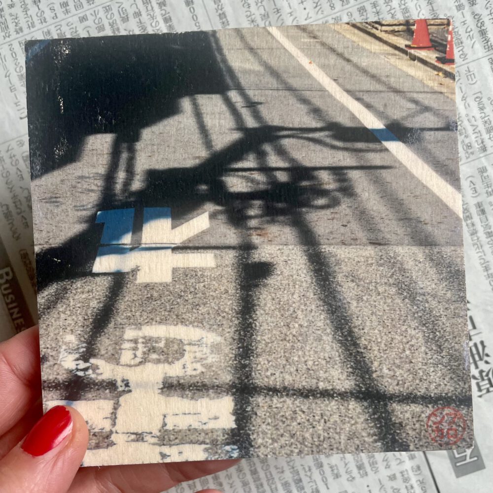 Fototransfer auf Holz Shadow handgefertigt Frau Plonka