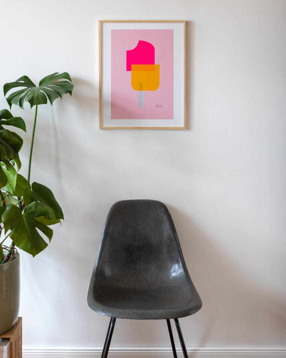 Siebdruck Eis handgedruckt in Neonfarben von Frau Plonka auf rosa