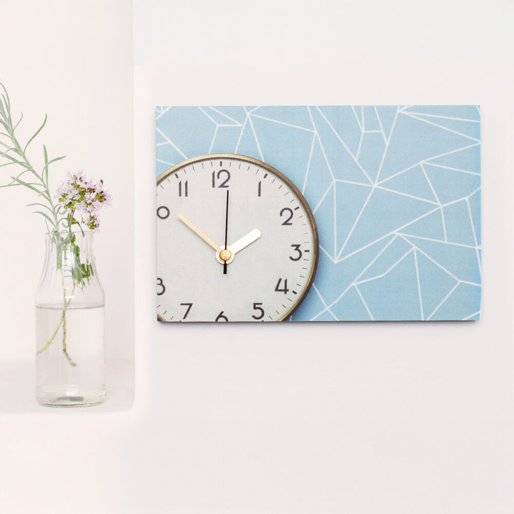 wanduhr-Gold.weiss-hellblau-01 Wanduhr Edition GOLD weiss B2 aus eigener Fotografie | Frau Plonka