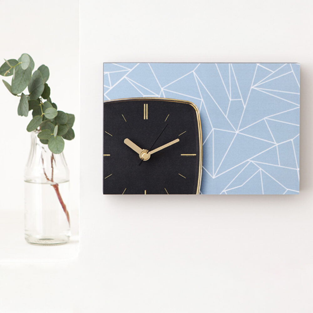 wanduhr-gold.hellblau01 Wanduhr Edition GOLD schwarz B2 aus eigener Fotografie | Frau Plonka