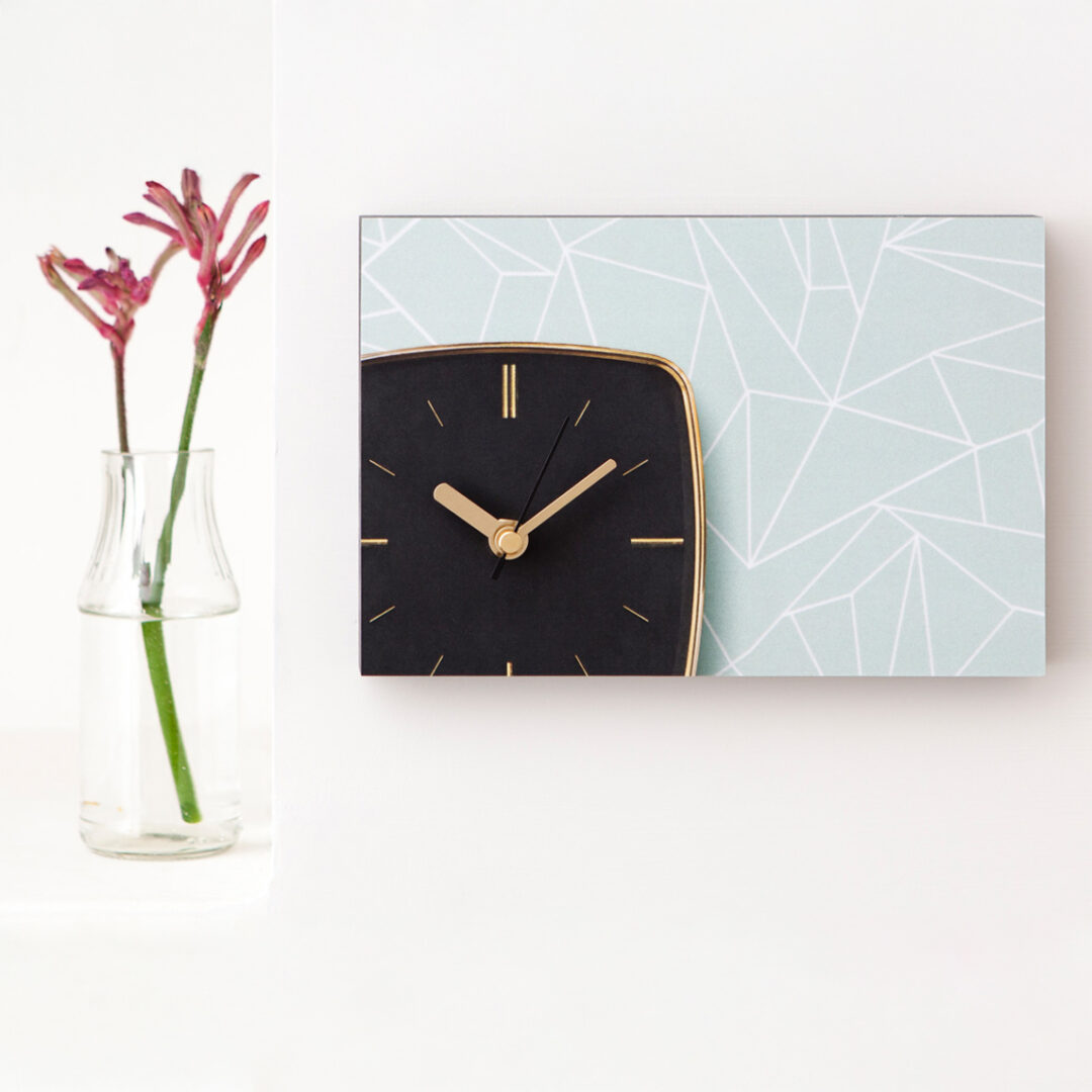 Wanduhr Edition GOLD schwarz M aus eigener Fotografie | Frau Plonka