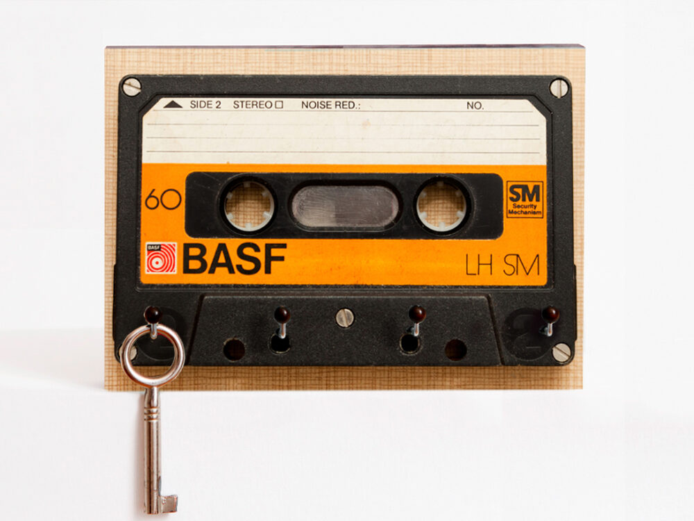 Kassette-sb handgefertigts schlüsselbrett mit Foto und 4 Häkchen