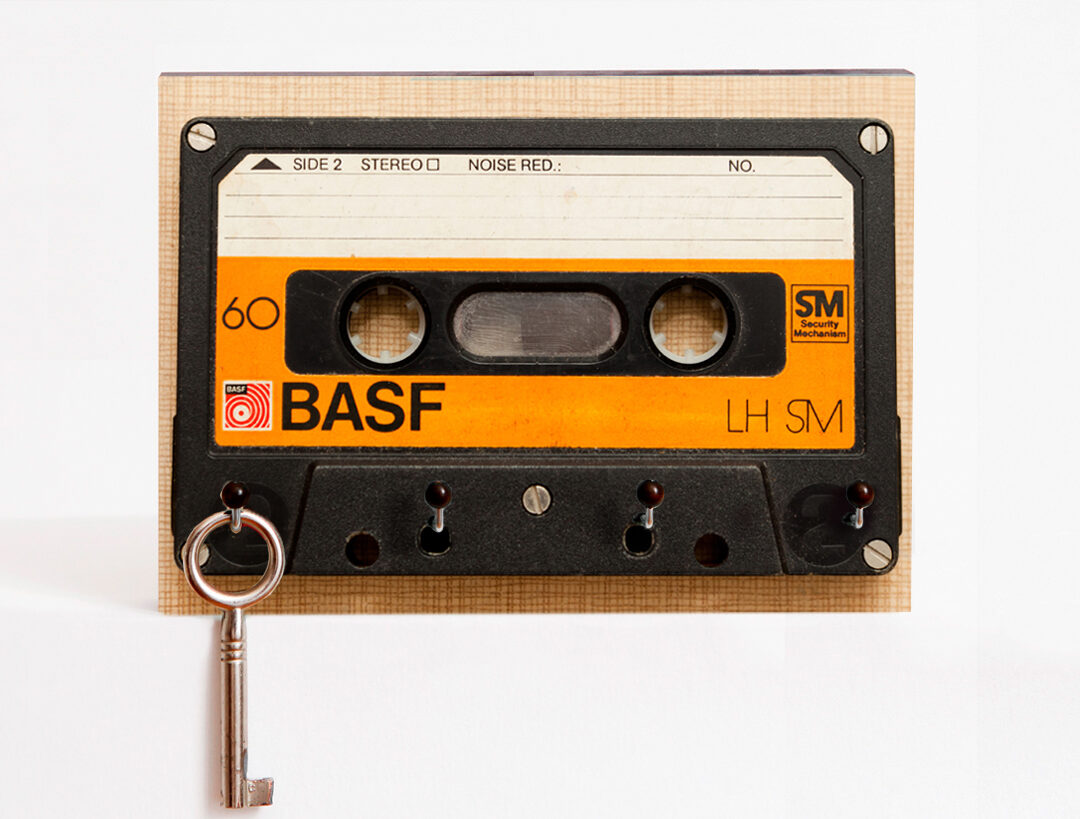 Kassette-sb handgefertigts schlüsselbrett mit Foto und 4 Häkchen